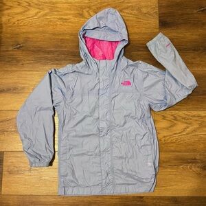 Girls 14-16 The North Face Lavender Wind Breaker lined Jacket with Pink Accents